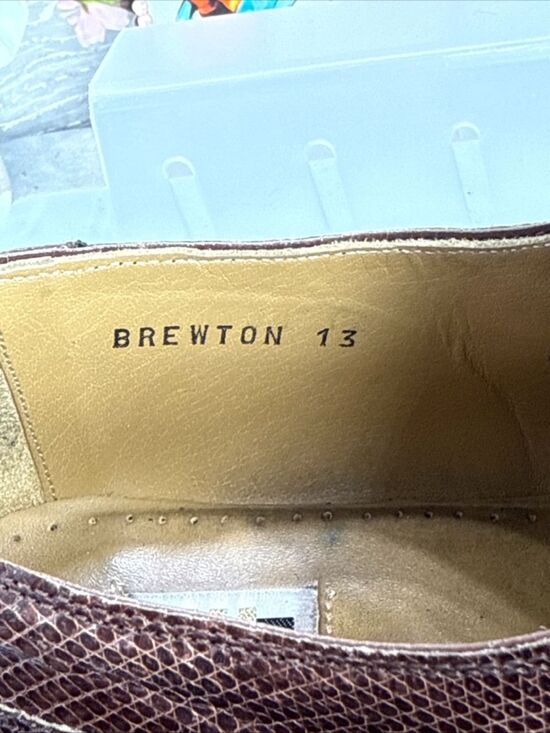 (N2)David Eden men dress shoes brown, genuine alligator and crocodile leather,13 main image 5